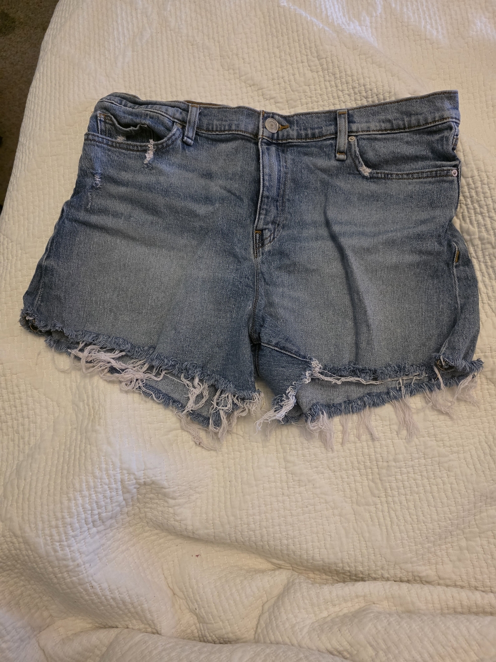 Hudson Jeans Light Blue Frayed Hem Denim Shorts
